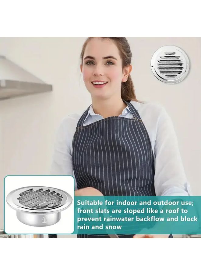 Stainless Steel Vent Covers 4pcs Durable Metal Easy Install Corrosion Resistant For Kitchen Bathroom Exhaust Fan 100mm - Image 3